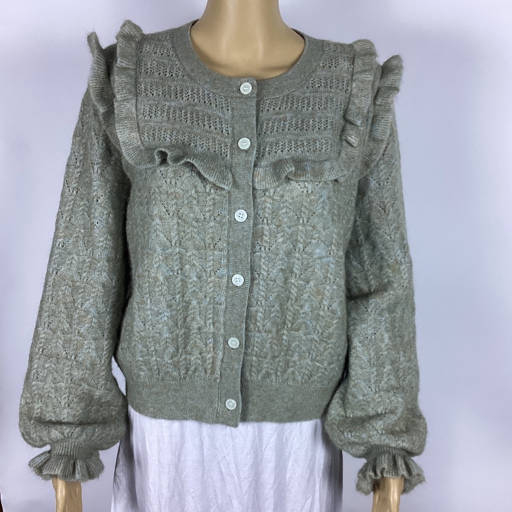 Los Angeles Atelier & other stories Alpaca Blend Ruffled Knit Cardigan L